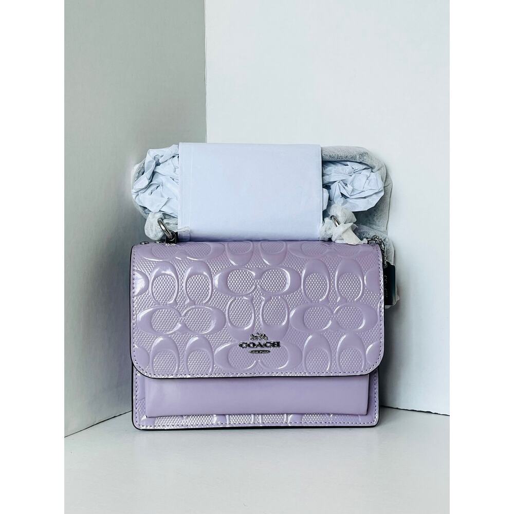 Coach Mini Klare Violet Patent Crossbody Bag CDB11 - Picture 6 of 12